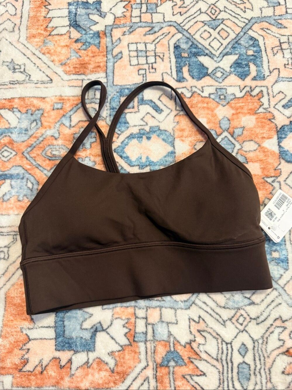 Lululemon Flow Y Nulu Longline Sports Bra Size 6 Espresso Brown LW2EH6S New